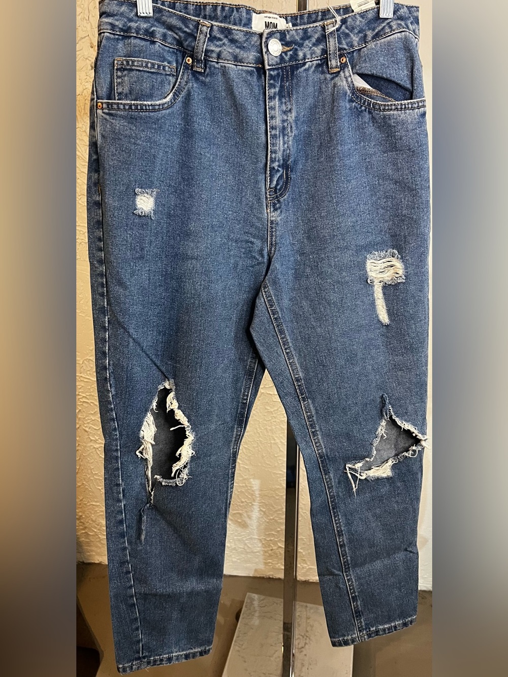 Refuge Denim Mom pant - heavy distressed & holes Refuge  Boyfriend Jeans